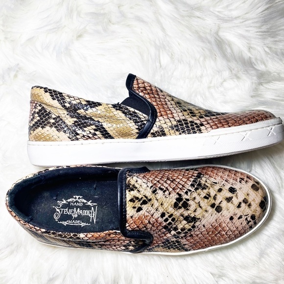 STEVE MADDEN Gunman Hand Made Faux Snakeskin Slip On Loafers, Size 9D - Picture 6 of 12